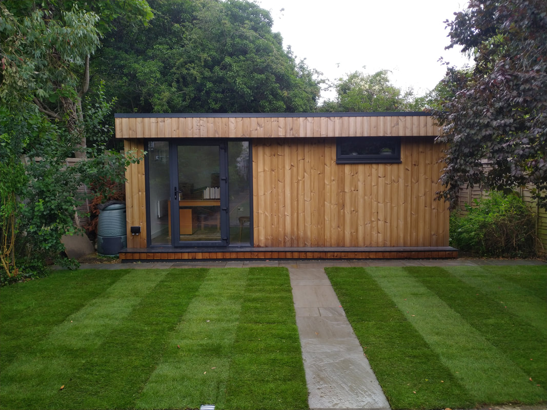 Garden building, new lawn and paving in harrow